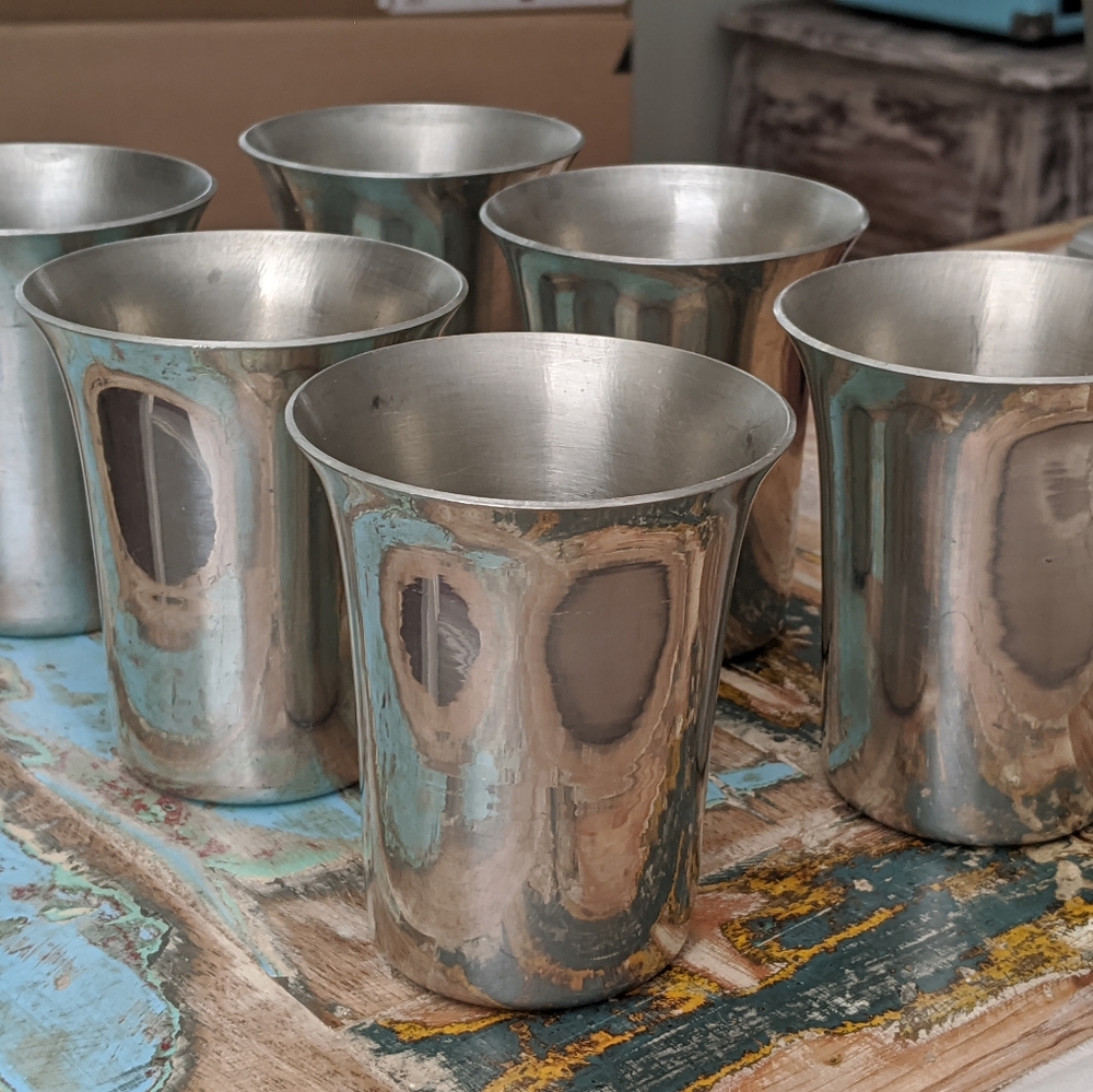 Set of 6 Handcrafted Pewter Cups